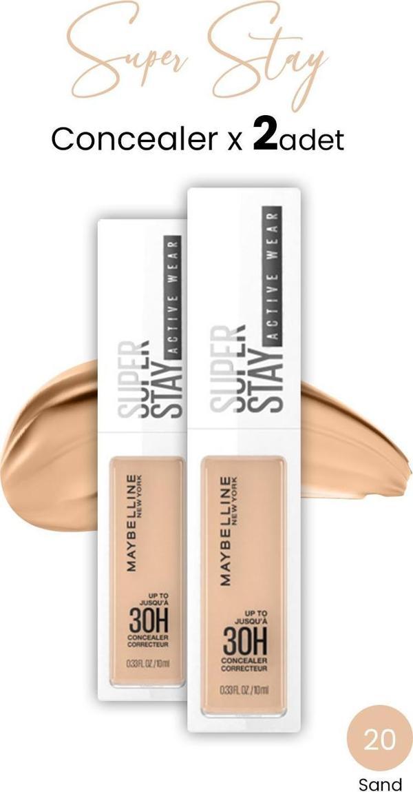 Maybelline New York Superstay Active Wear Concealer 20 Sand x 2 adet - Image 1