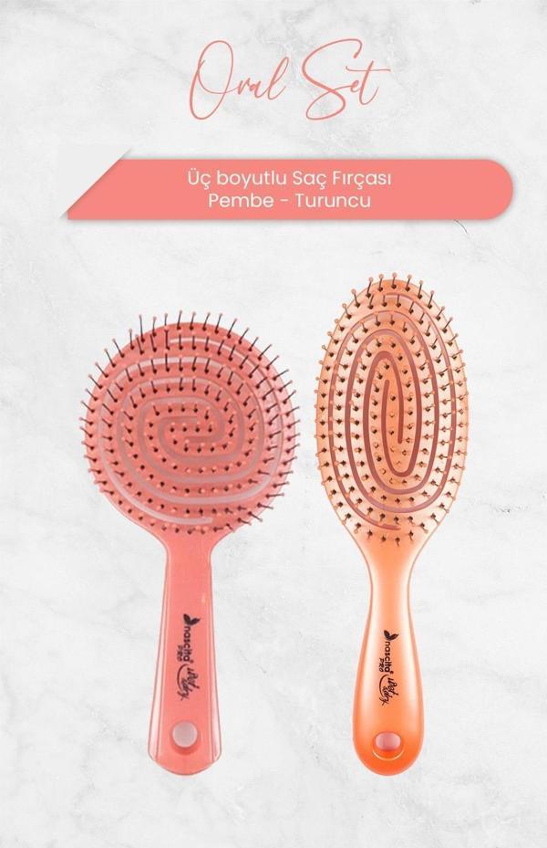 Nascita Üç Boyutlu Oval Saç Fırçası Pembe ve Turuncu - Image 1