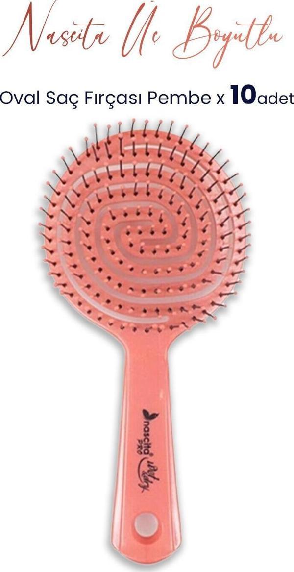 Nascita Üç Boyutlu Oval Saç Fırçası Pembe x 10 Adet - Image 1