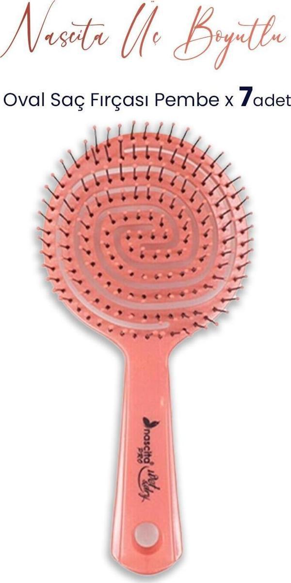 Nascita Üç Boyutlu Oval Saç Fırçası Pembe x 7 Adet - Image 1