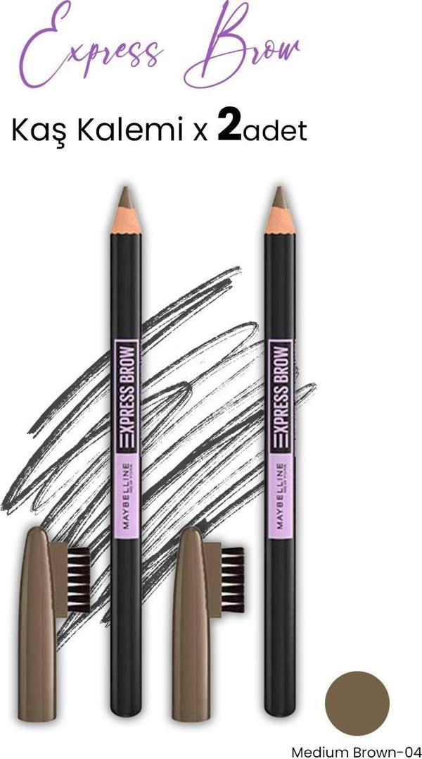 Maybelline Express Brow Kaş Kalemi - 04 Medium Brown x 2 Adet - Image 1