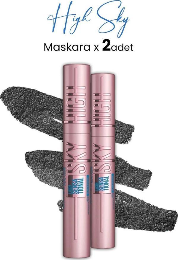 Maybelline New York Lash Sensational Sky High Waterproof Maskara Siyah x 2 Adet - Image 1