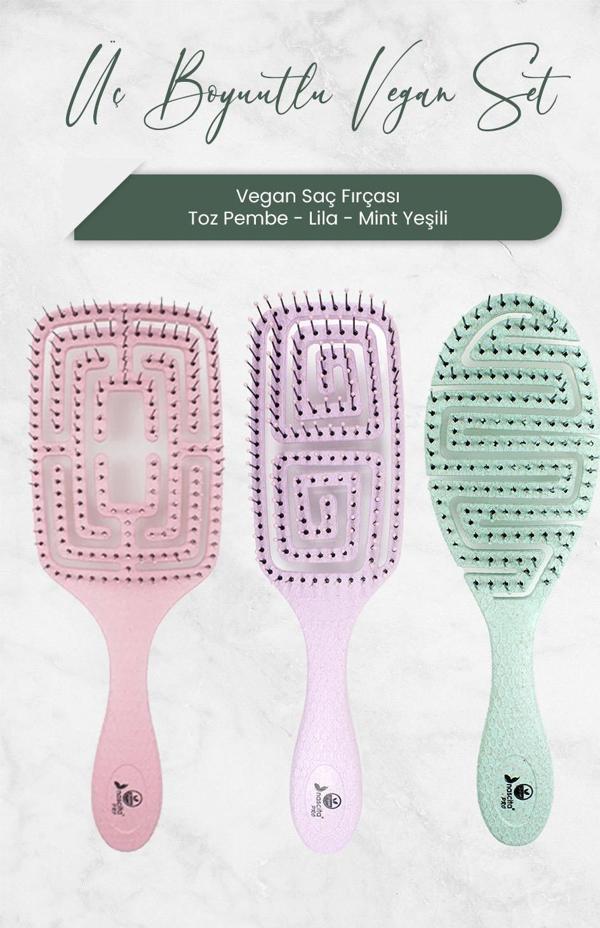 Nascita Üç Boyutlu Vegan Saç Fırçası 3'lü Set - Image 1