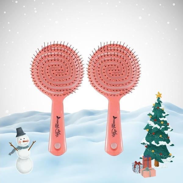 Nascita Yılbaşı Paketi Üç Boyutlu Oval Saç Fırçası Pembe x 2 - Image 1