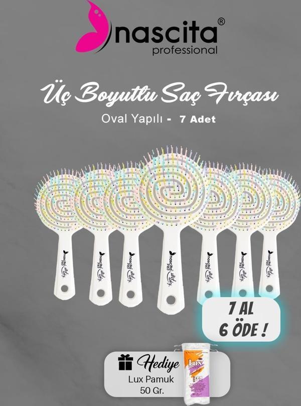 7 AL 6 ÖDE Nascita Üç Boyutlu Saç Fırçası Beyaz, Pamuk Hediyeli - Image 1