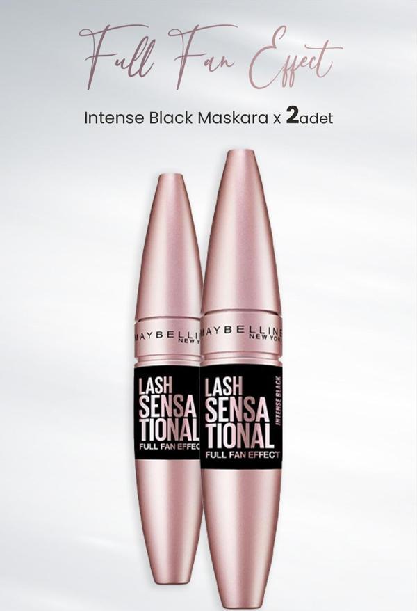 Maybelline New York Maskara Full Fan Effect Intense Black x 2 Adet - Image 1