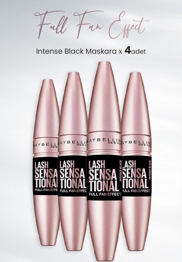 Maybelline New York Maskara Full Fan Effect Intense Black x 4 Adet - Image 1