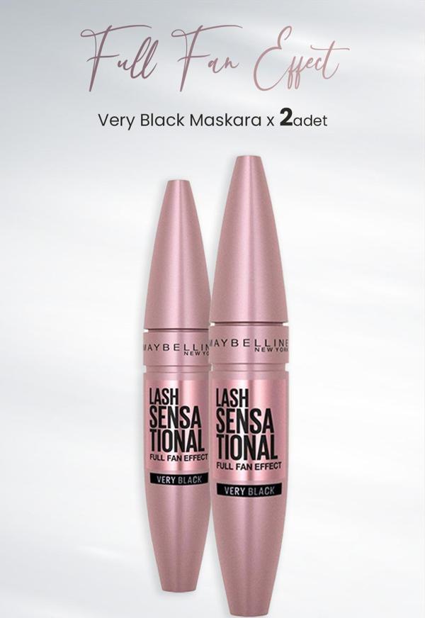 Maybelline New York Maskara Full Fan Effect Very Black x 2 Adet - Image 1