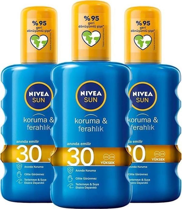 Nivea Sun Güneş Spreyi 200 ml Koruma & Ferahlık 30 Gfk x 3 - Image 1