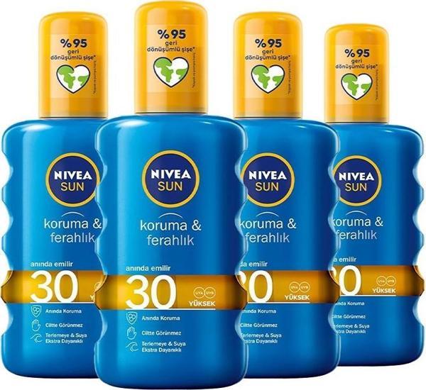 Nivea Sun Güneş Spreyi 200 ml Koruma & Ferahlık 30 Gfk x 4 - Image 1