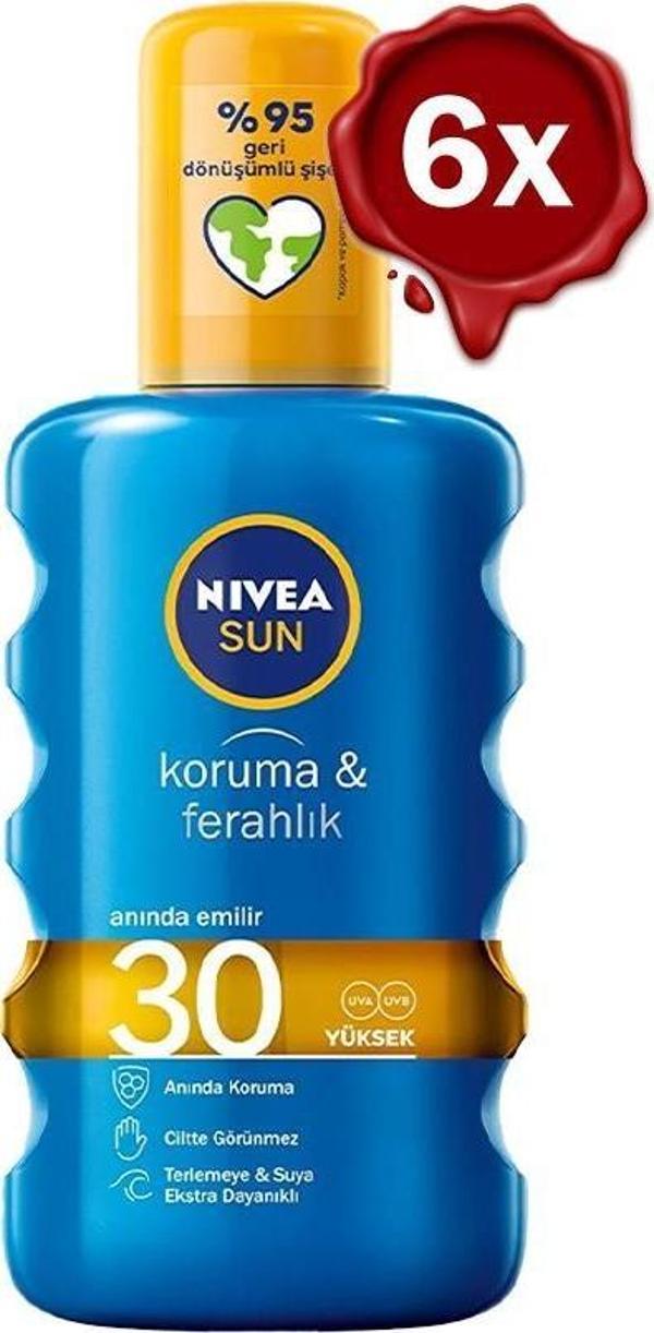 Nivea Sun Güneş Spreyi 200 ml Koruma & Ferahlık 30 Gfk x 6 - Image 1