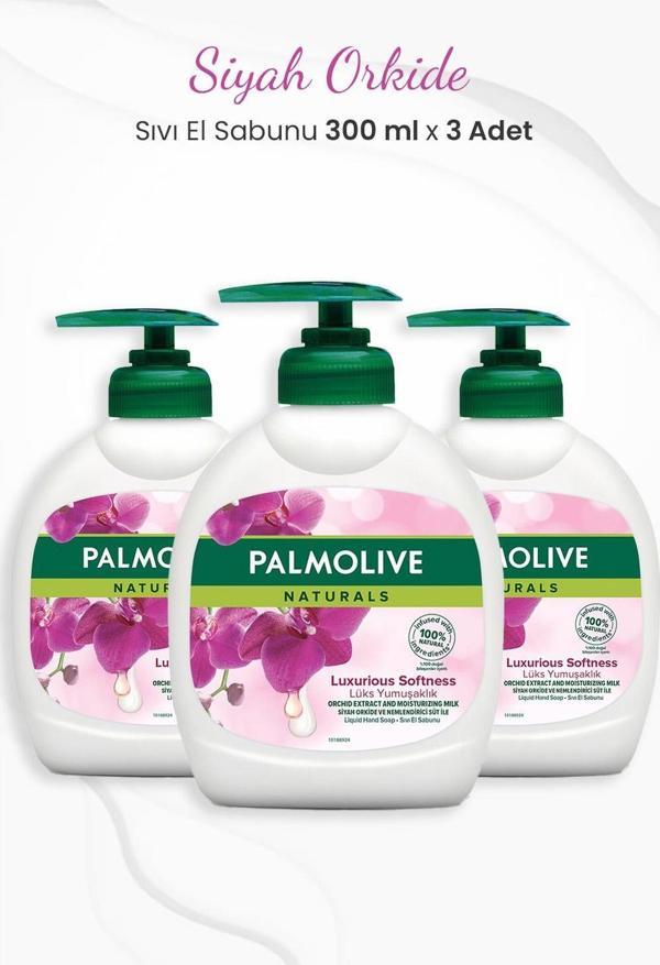 Palmolive Naturals Siyah Orkide Lüks Yumuşaklık Sıvı Sabun 300 ml x 3 Adet - Image 1