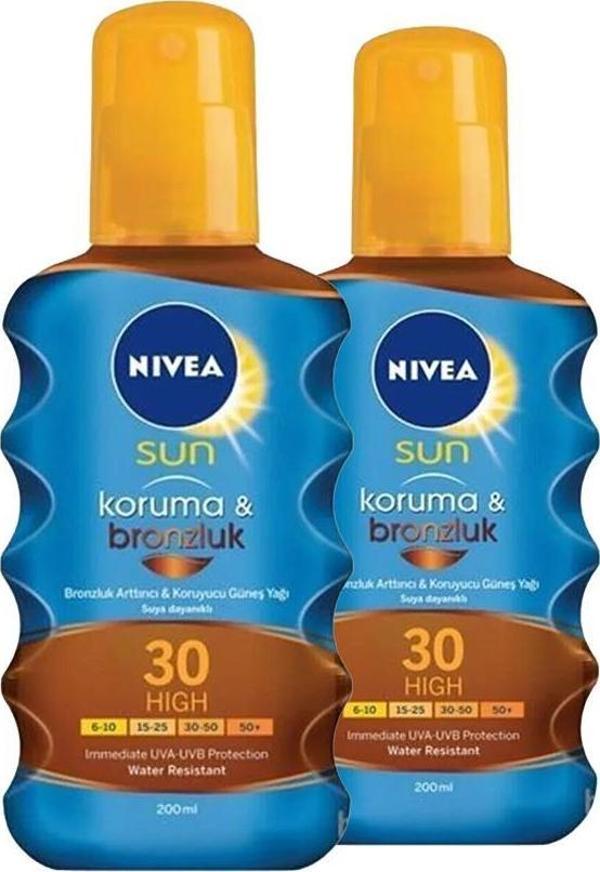 Nivea Sun Koruma Ve Bronzluk Güneş Yağı Gkf 30 200 Ml x 2 - Image 1