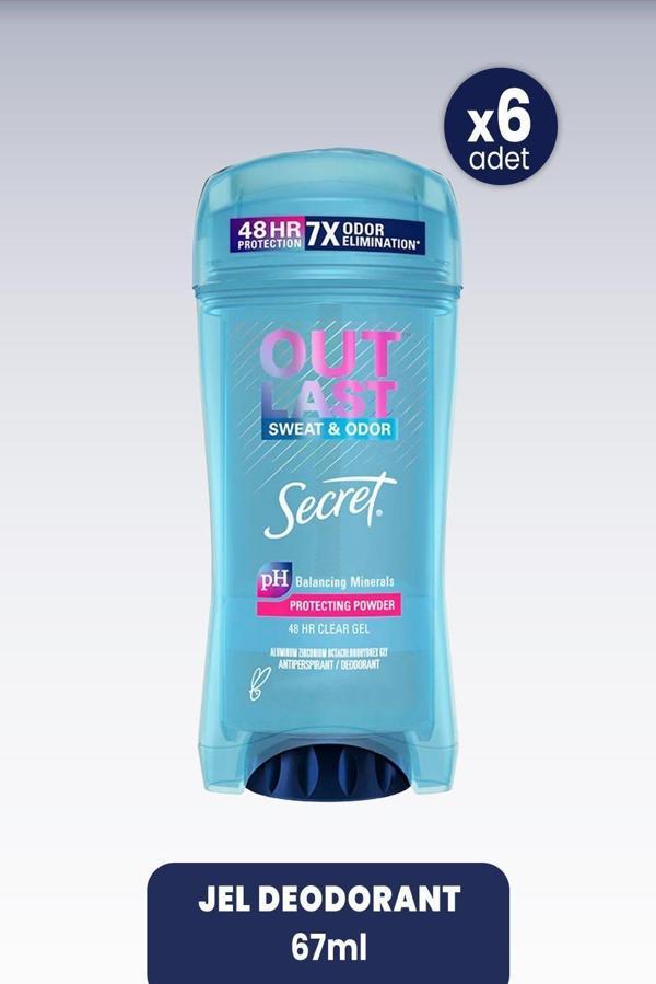 Secret Outlast Sweat & Odor Protecting Powder Şeffaf Jel Deodorant 67 gr x 6 Adet - Image 1