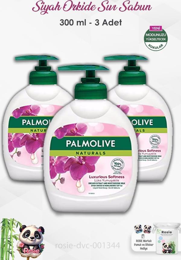 3'lü Set Palmolive Naturals Siyah Orkide Lüks Yumuşaklık Sıvı Sabun 300 ml ve ROSIE  - Image 1