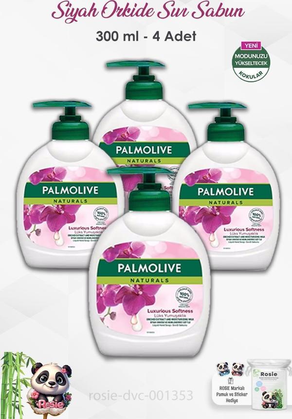 4'lü Set Palmolive Naturals Siyah Orkide Lüks Yumuşaklık Sıvı Sabun 300 ml ve ROSIE  - Image 1