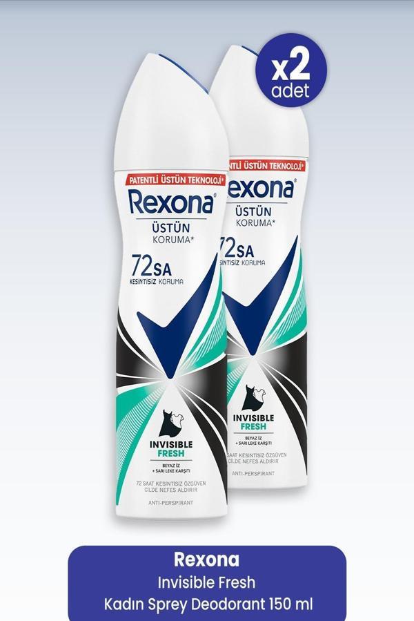 Rexona Invisible Fresh Kadın Sprey Deodorant 150 ml x 2 Adet - Image 1