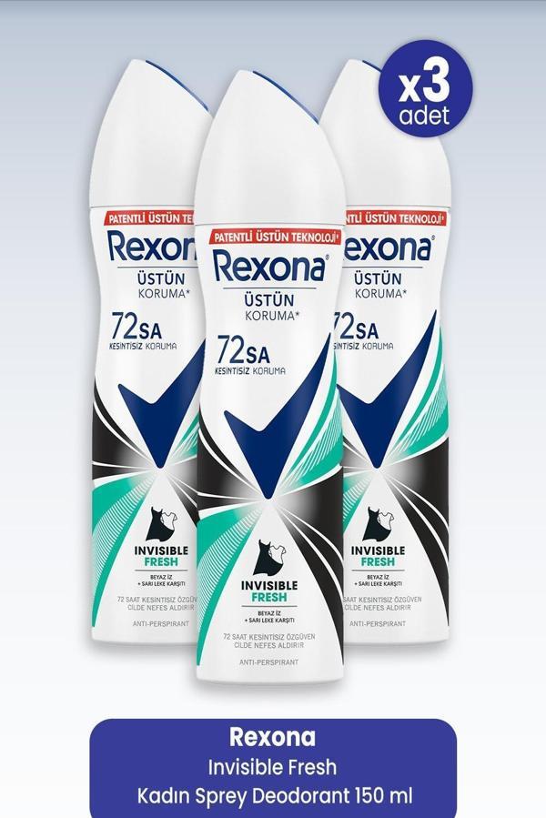 Rexona Invisible Fresh Kadın Sprey Deodorant 150 ml x 3 Adet - Image 1