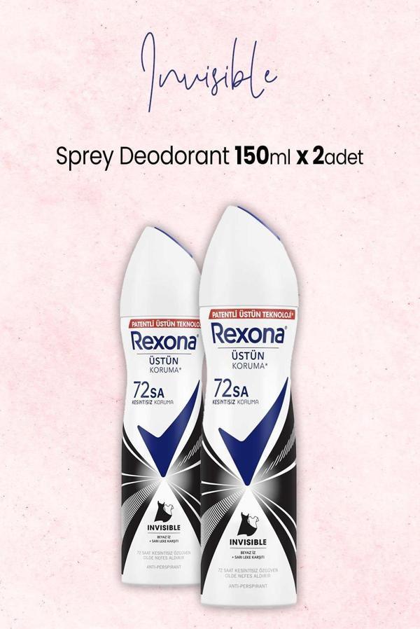 Rexona Kadın Sprey Deodorant Invisible 150 ml x 2 Adet - Image 1
