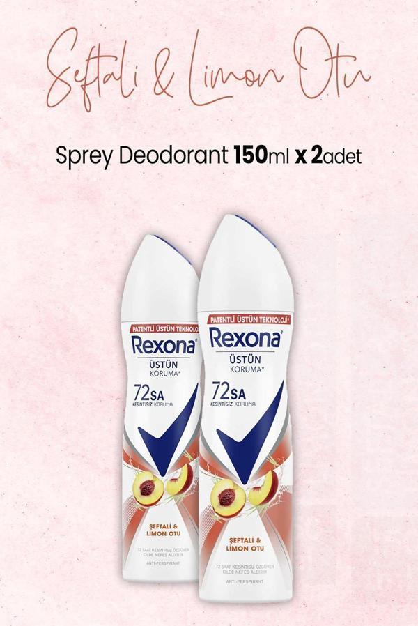 Rexona Kadın Sprey Deodorant Şeftali ve Limon Otu 150 ml x 2 Adet - Image 1
