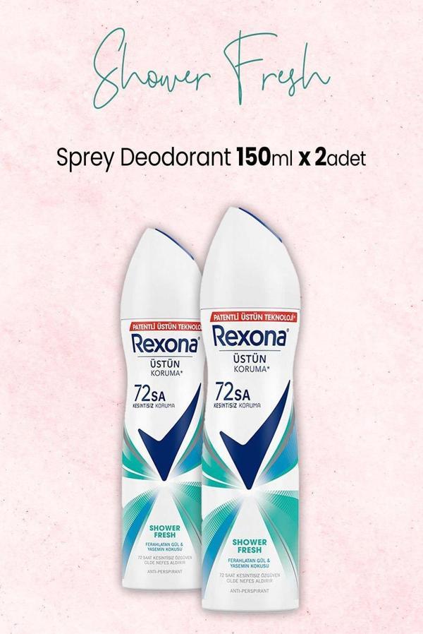 Rexona Kadın Sprey Deodorant Shower Fresh 150 ml x 2 Adet - Image 1