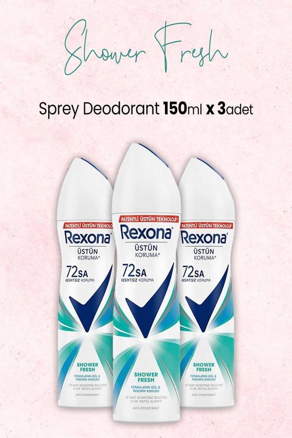 Rexona Kadın Sprey Deodorant Shower Fresh 150 ml x 3 Adet - Image 1