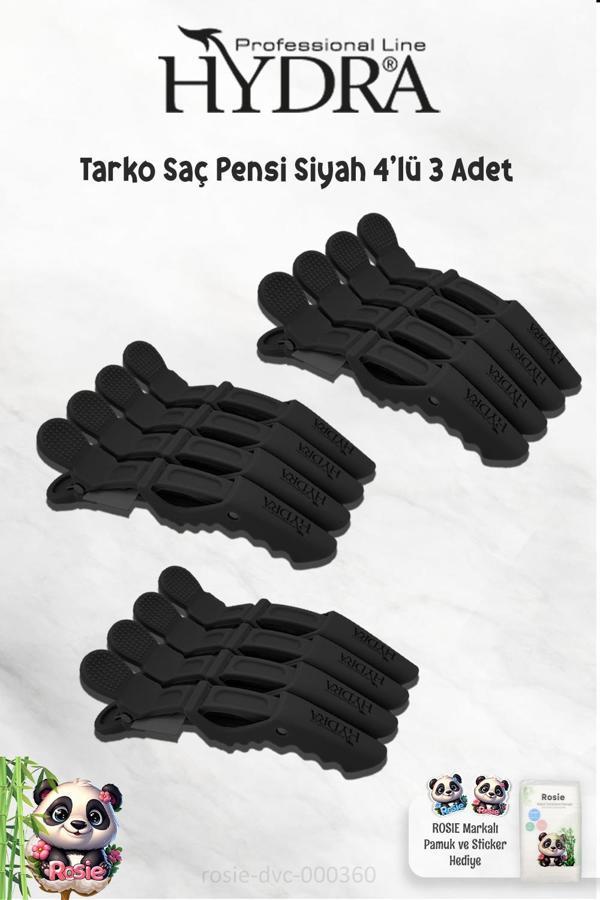 3 Adet Tarko Hydra 2192 Saç Pensi 4 Lü Siyah ve ROSIE - Image 1