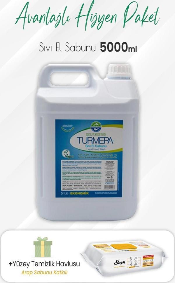 Turmepa Sıvı Sabun 5 lt ve Arap Sabunlu Yüzey Temizlik 100' lü - Image 1
