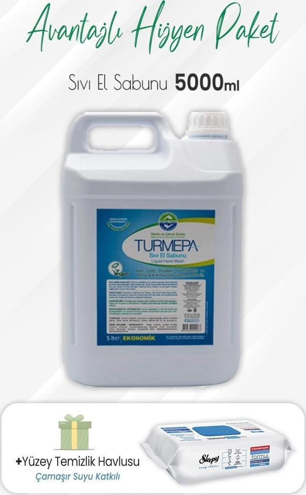 Turmepa Sıvı Sabun 5 lt ve Çamaşır Sulu Yüzey Temizlik 100' lü - Image 1
