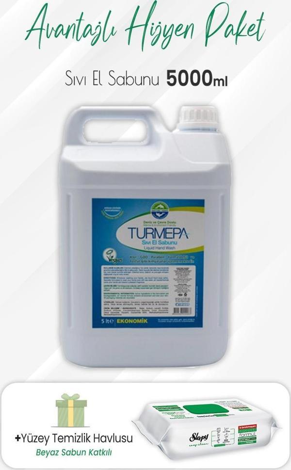 Turmepa Sıvı Sabun 5 lt ve Easy Clean Yüzey Temizlik 100' lü - Image 1