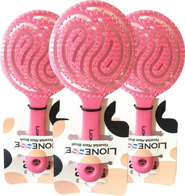 Tarko Lionesse Saç Fırçası Yuvarlak Pembe x 3 - Image 1