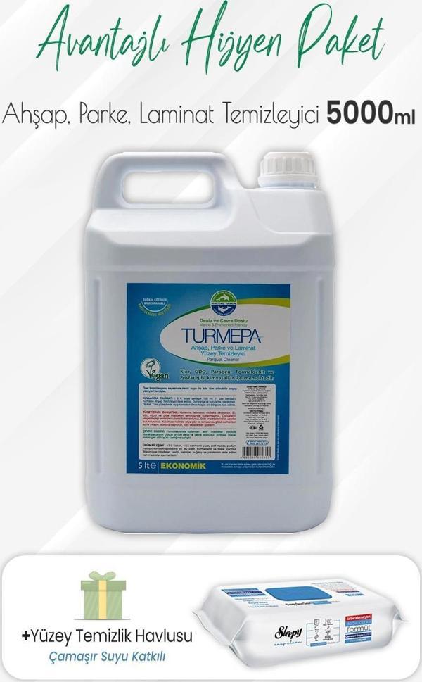 Turmepa Ahşap, Parke Temizleyici 5 lt ve Çamaşır Sulu Yüzey Temizlik 100' lü - Image 1