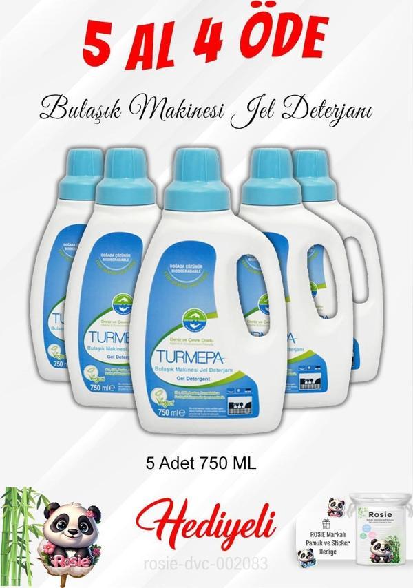 Turmepa Bulaşık Makinesi Deterjanı 750 ML 5 Al 4 Öde ve Rosie Pamuk - Image 1
