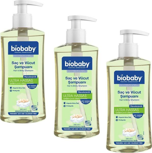 Biobaby Ultra Hassas Bebek Saç Ve Vücut Şampuanı 500 ml 3 ADET - Image 1
