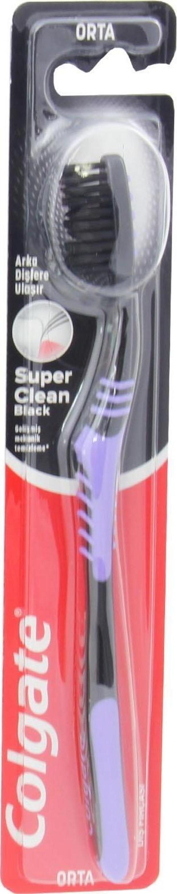 Colgate Süper Clean Black Orta Diş Fırçası Mor - Image 1