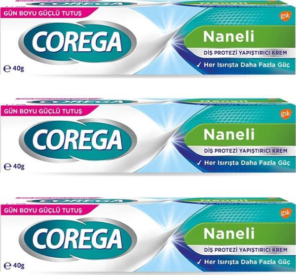 Corega Naneli Diş Protezi Yapıştırıcı Krem 40 gr 3 ADET - Image 1