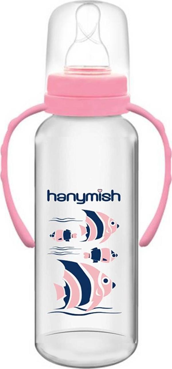 Hanymish 433 Kulplu PP Biberon 240 ml Pembe - Image 1