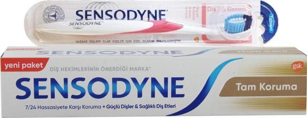 Sensodyne Tam Koruma Diş Macunu 75 ml + Diş Eti Bakımı Fırçası Yumuşak Kırmızı - Image 1