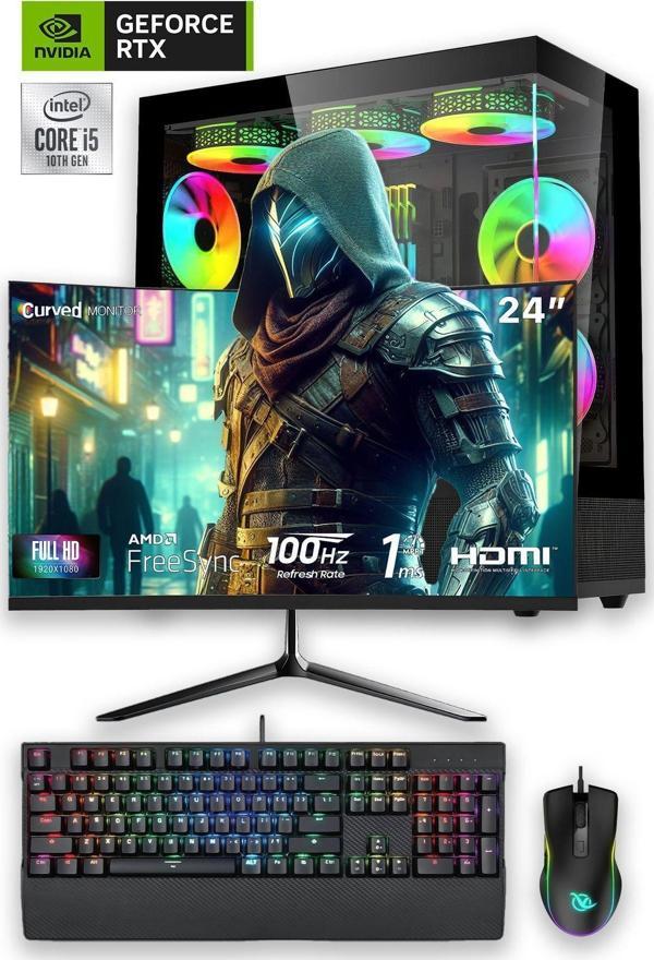 e-Vix Nona i5-12400F 32GB 256GB M.2 NVMe RTX 4060 Ti 8GB 24" Oyuncu Masaüstü Bilgisayarı - Image 1