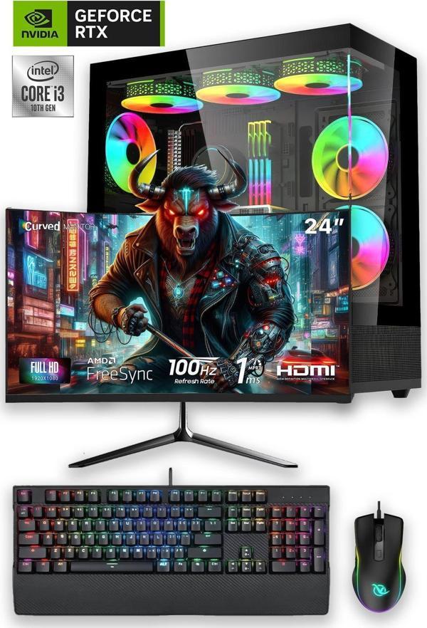 e-Vix Quiritis x i5-12400F 32GB 512GB M.2 NVMe RTX 4060 Ti 8GB 24" Oyuncu Masaüstü Bilgisayarı - Image 1