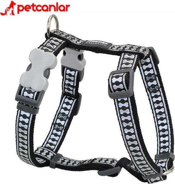 ​Red Dingo Fosforlu Kemik Desenli Köpek Göğüs Tasması Siyah 25 mm - Image 1