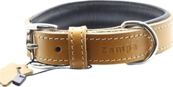 Zampa Yumuşak Dokulu Gerçek Deri Tribeca Köpek Boyun Tasması Taba 3x63 Cm - Image 1