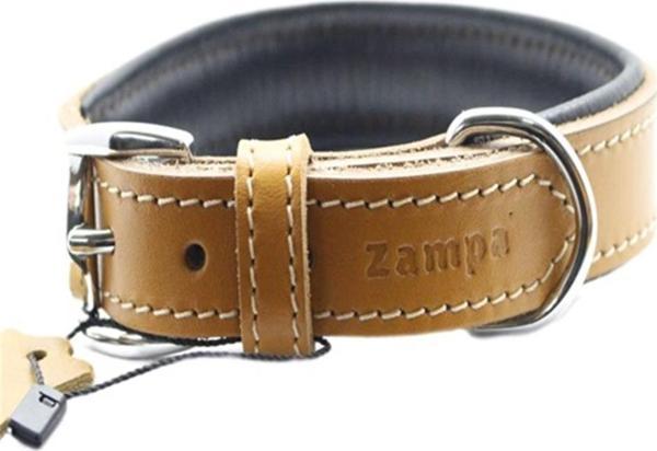 Zampa Yumuşak Dokulu Gerçek Deri Tribeca Köpek Boyun Tasması Taba 4x72 Cm - Image 1