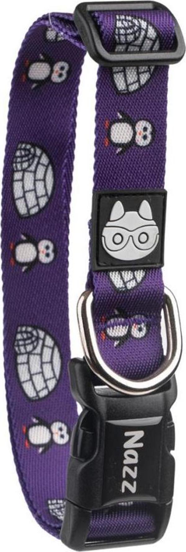 Nazz Köpek Boyun Tasması Penguenli Mor Small 1,5X34 Cm - Image 1