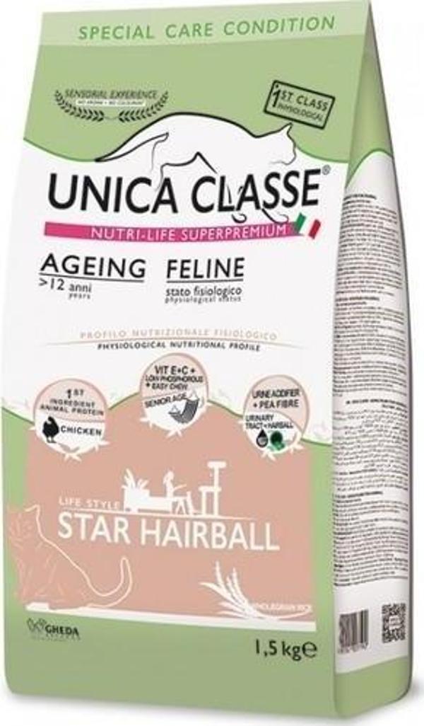 Unica Classe Star Hairball Tavuklu Yaşlı Kedi Maması 1.5 Kg - Image 1