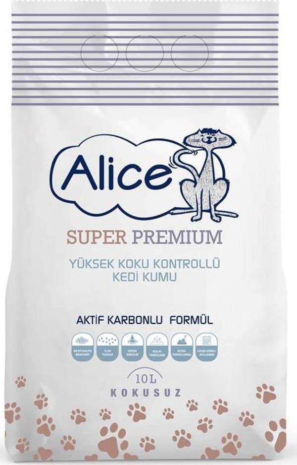 Alice Aktif Karbonlu Super Premium Topaklaşan Kedi Kumu 10 Lt - Image 1