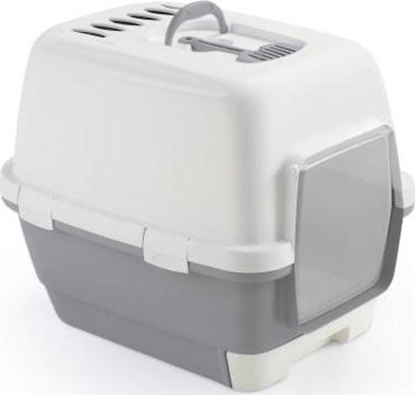 Stefanplast Cathy Clever Smart Gri Beyaz Kedi Tuvaleti 58x45x48 Cm - Image 1