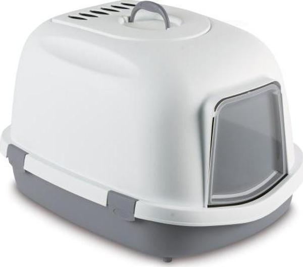 Stefanplast Super Queen Kedi Tuvaleti Beyaz Gri 55x71x46 Cm - Image 1