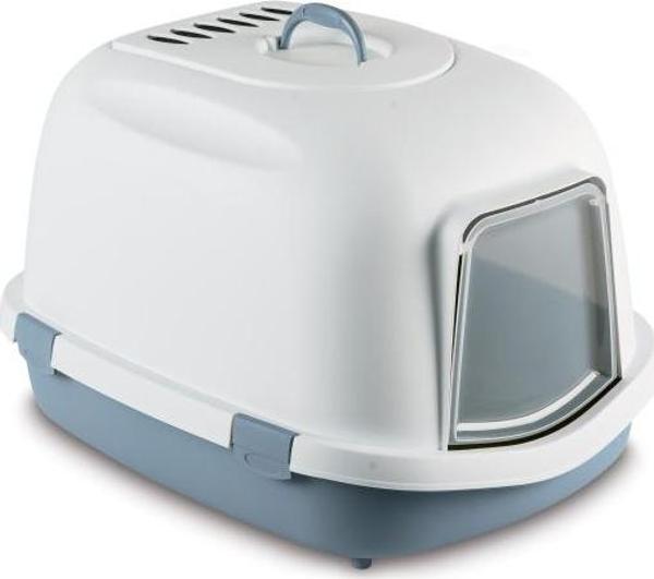 Stefanplast Super Queen Kedi Tuvaleti Beyaz Mavi 55x71x46 Cm - Image 1