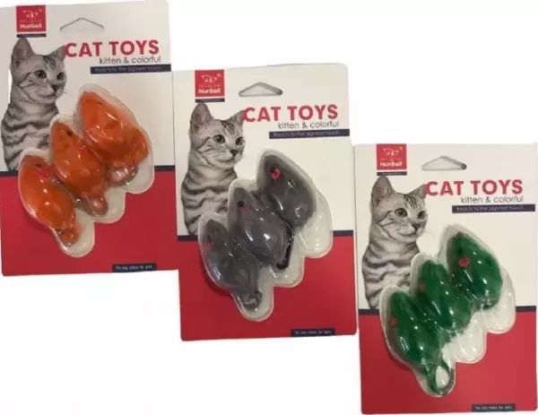 Nunbell Tüylü Fare Kedi Oyuncağı 3 Lü - Image 1